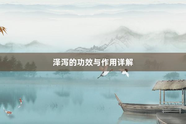 泽泻的功效与作用详解